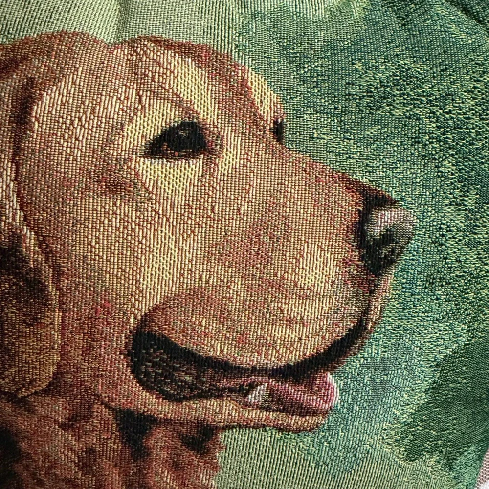 Unbranded Golden Retriever Dog Tapestry Pillow Unisex OS Green Excellent Woven